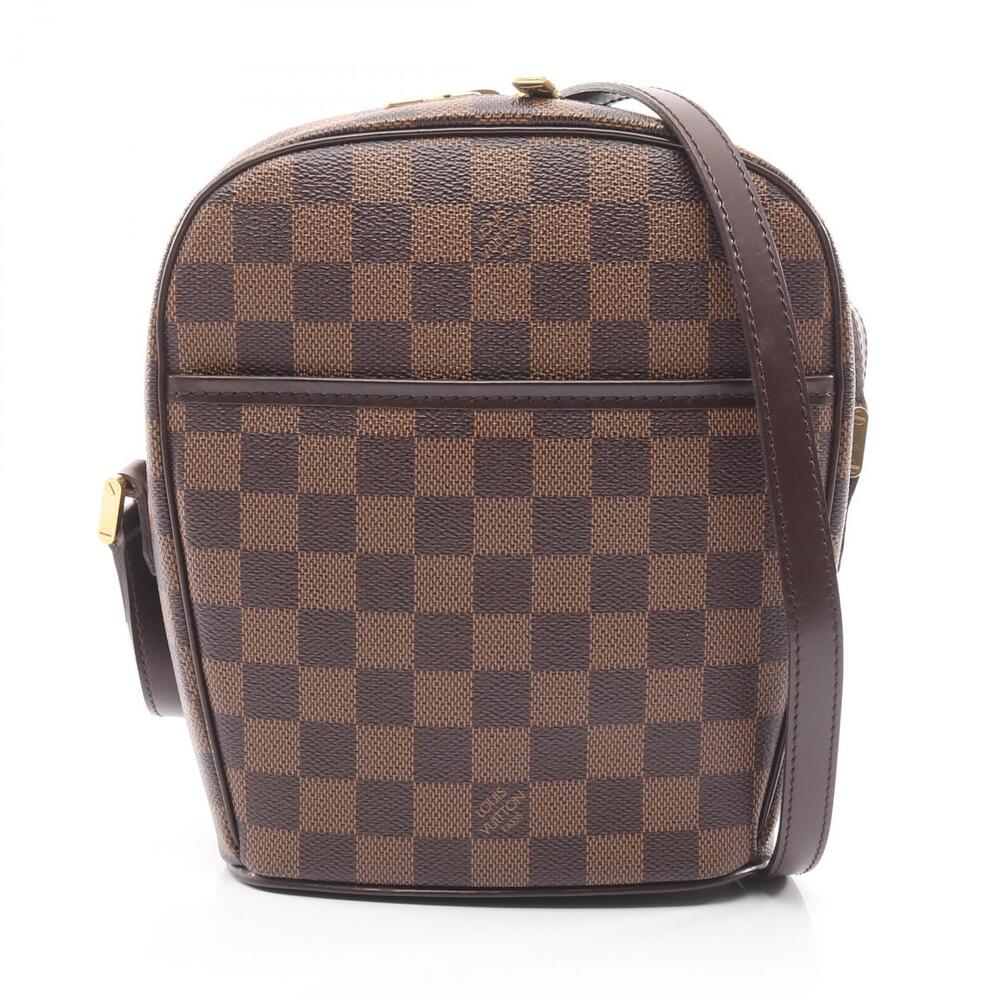 Louis Vuitton Ipanema Damier Ebene Brown Shoulder Bag Canvas Leather Brown